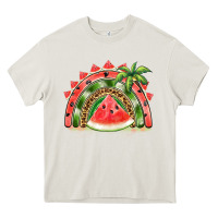 Cream watermelon slice  rainbow Heavy Core Tee - BarkalooDesign