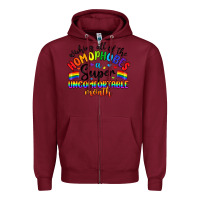 Burgundy wishing all of the homophobes uncomfortable month Zipper Hoodie - Artiststas