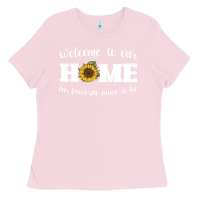 Bubblegum Pink welcome to our Home Sunflower Ladies Tee - Bettercallsaul