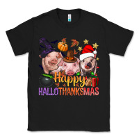Black Happy Hallothanksmas Pigs Classic Tee - NancyCooperArtShop