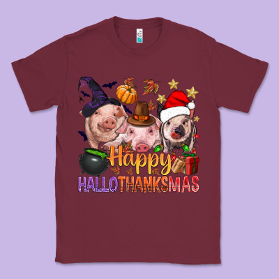 Happy Hallothanksmas Pigs Classic Tee Designed By Nancycooperartshop