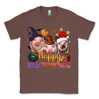 Chestnut Happy Hallothanksmas Pigs Classic Tee - NancyCooperArtShop