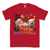 Red Happy Hallothanksmas Pigs Classic Tee - NancyCooperArtShop