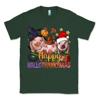 Sports Green Happy Hallothanksmas Pigs Classic Tee - NancyCooperArtShop