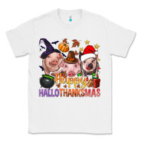 White Happy Hallothanksmas Pigs Classic Tee - NancyCooperArtShop