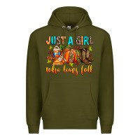 Army Green Just a girl who loves Fall Premium Hoodie - RanaPortraitStore