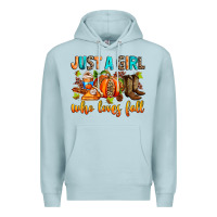 Blue Mist Just a girl who loves Fall Premium Hoodie - RanaPortraitStore