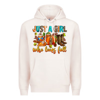 Pale Pink Just a girl who loves Fall Premium Hoodie - RanaPortraitStore