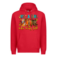 Red Just a girl who loves Fall Premium Hoodie - RanaPortraitStore