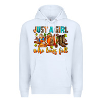 White Just a girl who loves Fall Premium Hoodie - RanaPortraitStore