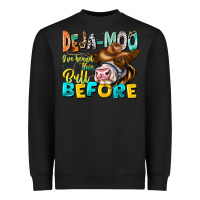 Black Deja Moo I've Heard Tih Bull Before Heavyweight Sweatshirt - CowhideDigitalArt