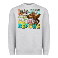 Heather Grey Deja Moo I've Heard Tih Bull Before Heavyweight Sweatshirt - CowhideDigitalArt