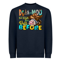 Navy Deja Moo I've Heard Tih Bull Before Heavyweight Sweatshirt - CowhideDigitalArt