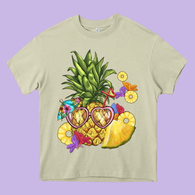 Pineapple Enjoying Heavy Core Tee Designed By Barkaloodesign