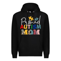 Black Proud Autism Mom Leopard Pattern Design Autism Awa Premium Hoodie - CowhideDigitalArt