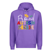 Purple Proud Autism Mom Leopard Pattern Design Autism Awa Premium Hoodie - CowhideDigitalArt
