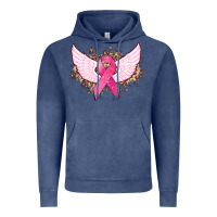 Vintage Denim Cancer ribbon angel wings Cancer Awareness Vintage Hoodie - HowdyJamesFarm