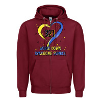 Burgundy world down syndrome symbol Zipper Hoodie - Artiststas