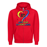 Red world down syndrome symbol Zipper Hoodie - Artiststas