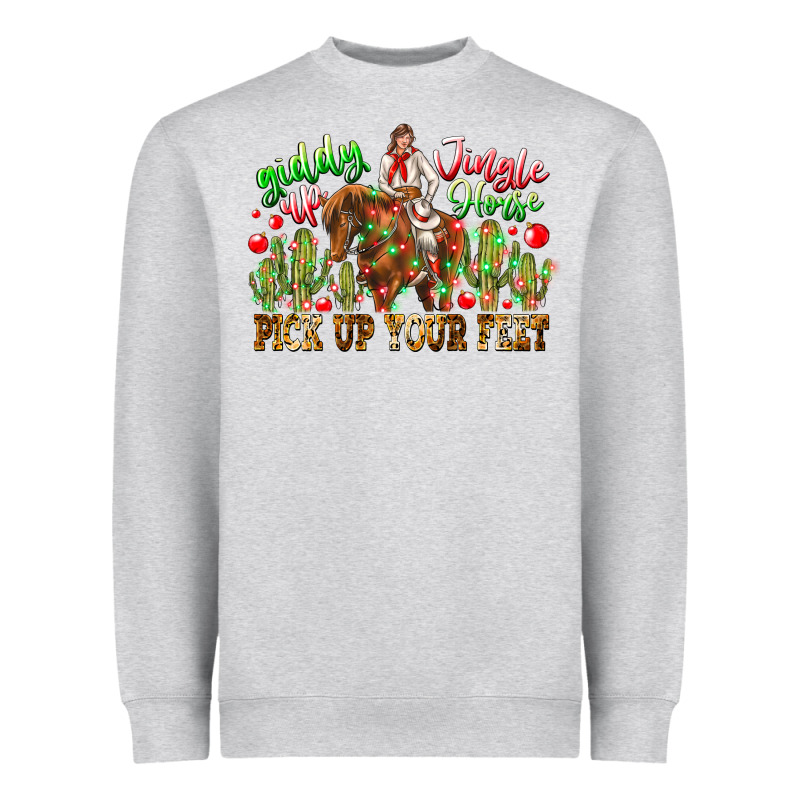 Giddy Up Jingle Horse Pick Up Your Feet Heavyweight Sweatshirt by CowhideDigitalArt | Teevron