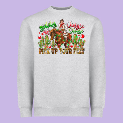 Giddy Up Jingle Horse Pick Up Your Feet Heavyweight Sweatshirt Designed By Cowhidedigitalart