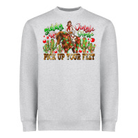 Heather Grey Giddy Up Jingle Horse Pick Up Your Feet Heavyweight Sweatshirt - CowhideDigitalArt