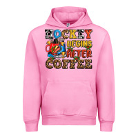 Fuchsia Pink hockey begins after coffee ado Urban Hoodie - AdoDesignShop