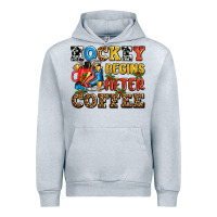 Heather Grey hockey begins after coffee ado Urban Hoodie - AdoDesignShop