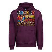 Mauve Wine hockey begins after coffee ado Urban Hoodie - AdoDesignShop