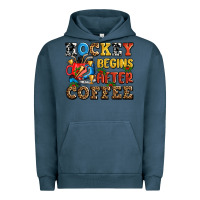 Pigment Midnight Navy hockey begins after coffee ado Urban Hoodie - AdoDesignShop