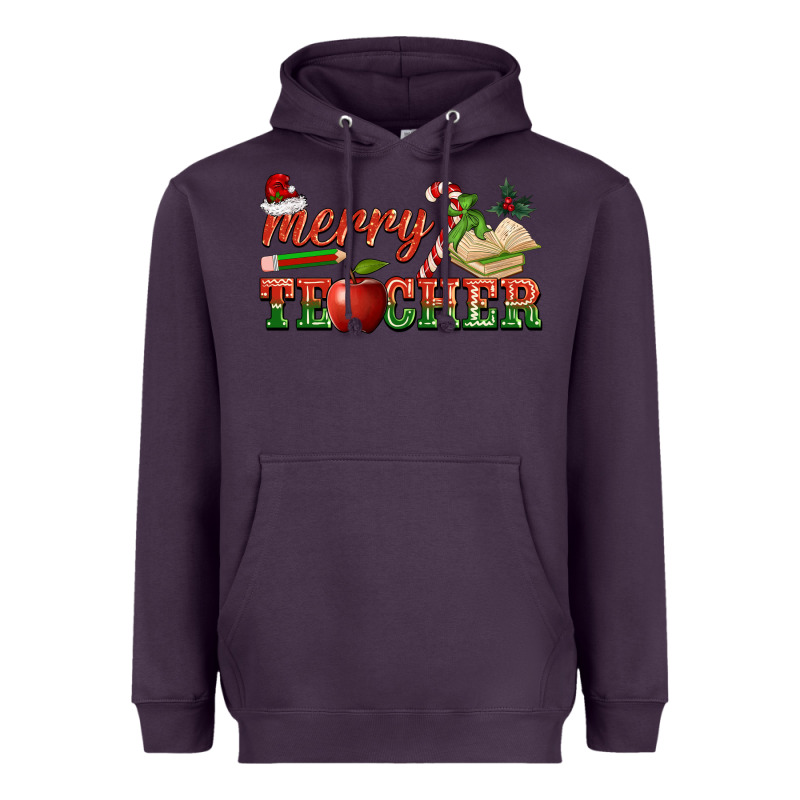 Merry Teacher Heavyweight Hoodie by BarkalooDesign | Teevron