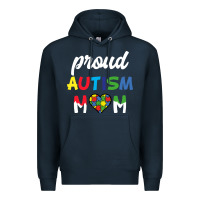 Navy Proud Autism Mom Mothers Day Gift Autism Awareness Premium Hoodie - CowhideDigitalArt