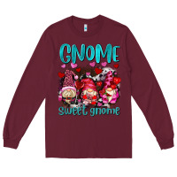 Burgundy gnome sweet gnomes olivia Long Sleeve Tee - OliviaCreatesArt
