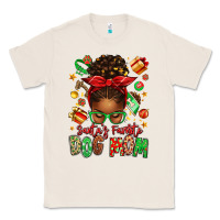 Santas Favorite Dog Mom Afro Messy Bun Classic Tee | Teevron