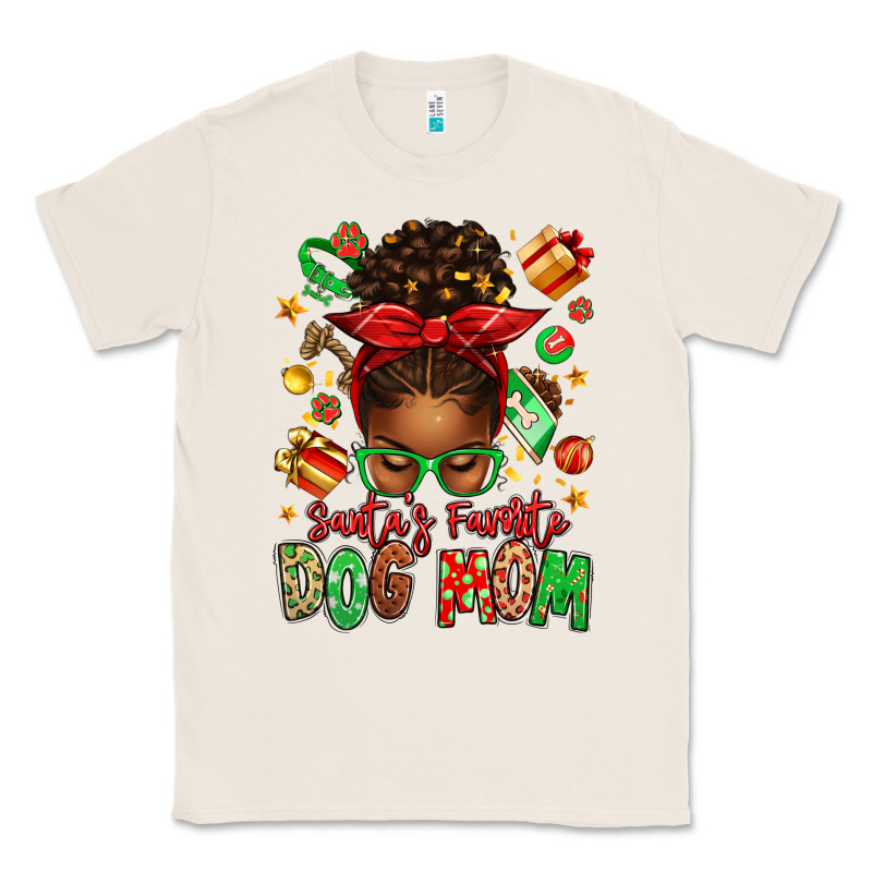 Santas Favorite Dog Mom Afro Messy Bun Classic Tee by texasbilliewilder | Teevron