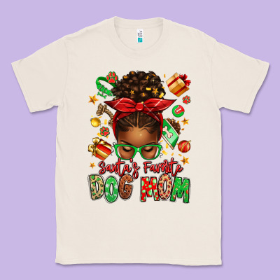 Santas Favorite Dog Mom Afro Messy Bun Classic Tee Designed By Texasbilliewilder