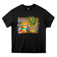Black hello summer pineapple Heavy Core Tee - BarkalooDesign