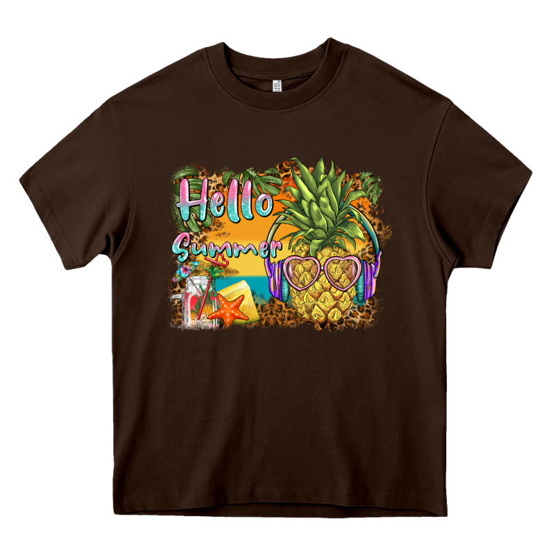 Hello Summer Pineapple Heavy Core Tee by BarkalooDesign | Teevron