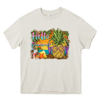 Cream hello summer pineapple Heavy Core Tee - BarkalooDesign