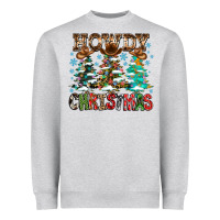 Heather Grey Howdy Christmas Heavyweight Sweatshirt - CowhideDigitalArt