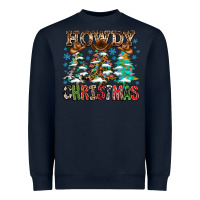 Navy Howdy Christmas Heavyweight Sweatshirt - CowhideDigitalArt