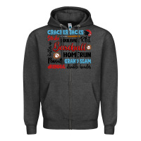 Charcoal Heather baseball typography words Zipper Hoodie - Artiststas