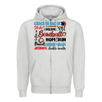 Dove Grey baseball typography words Zipper Hoodie - Artiststas