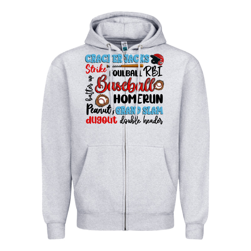 Baseball Typography Words Zipper Hoodie by Artiststas | Teevron