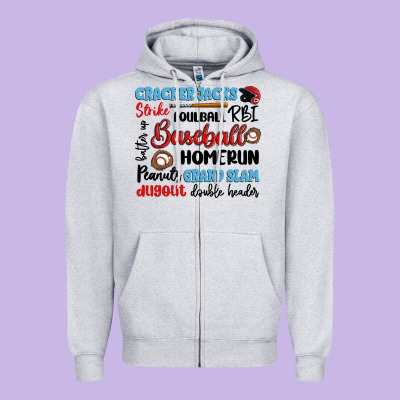 Baseball Typography Words Zipper Hoodie Designed By Artiststas