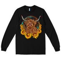 Black cow sunflower leopard Long Sleeve Tee - OliviaCreatesArt