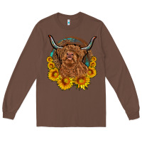 Chestnut cow sunflower leopard Long Sleeve Tee - OliviaCreatesArt