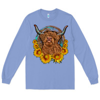 Colony Blue cow sunflower leopard Long Sleeve Tee - OliviaCreatesArt