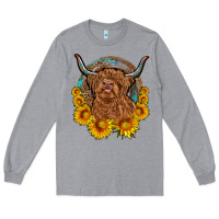 Heather Grey cow sunflower leopard Long Sleeve Tee - OliviaCreatesArt