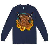 Navy cow sunflower leopard Long Sleeve Tee - OliviaCreatesArt